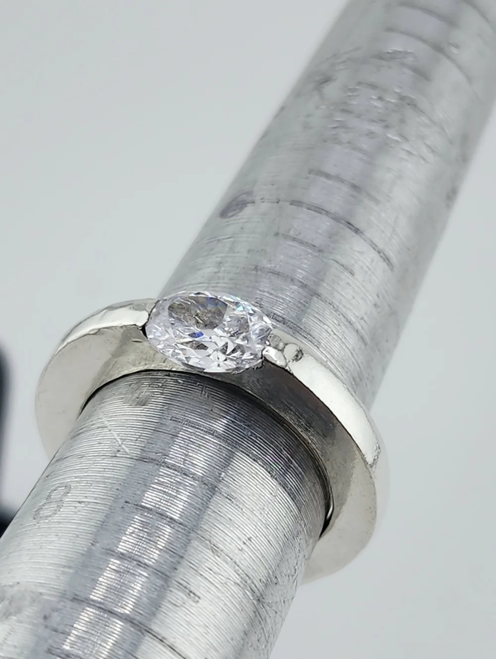 CUBIC ZIRCONIA PRESSURE RING HANDMADE STERLING SILVER SIZE7 - Picture 8 of 15
